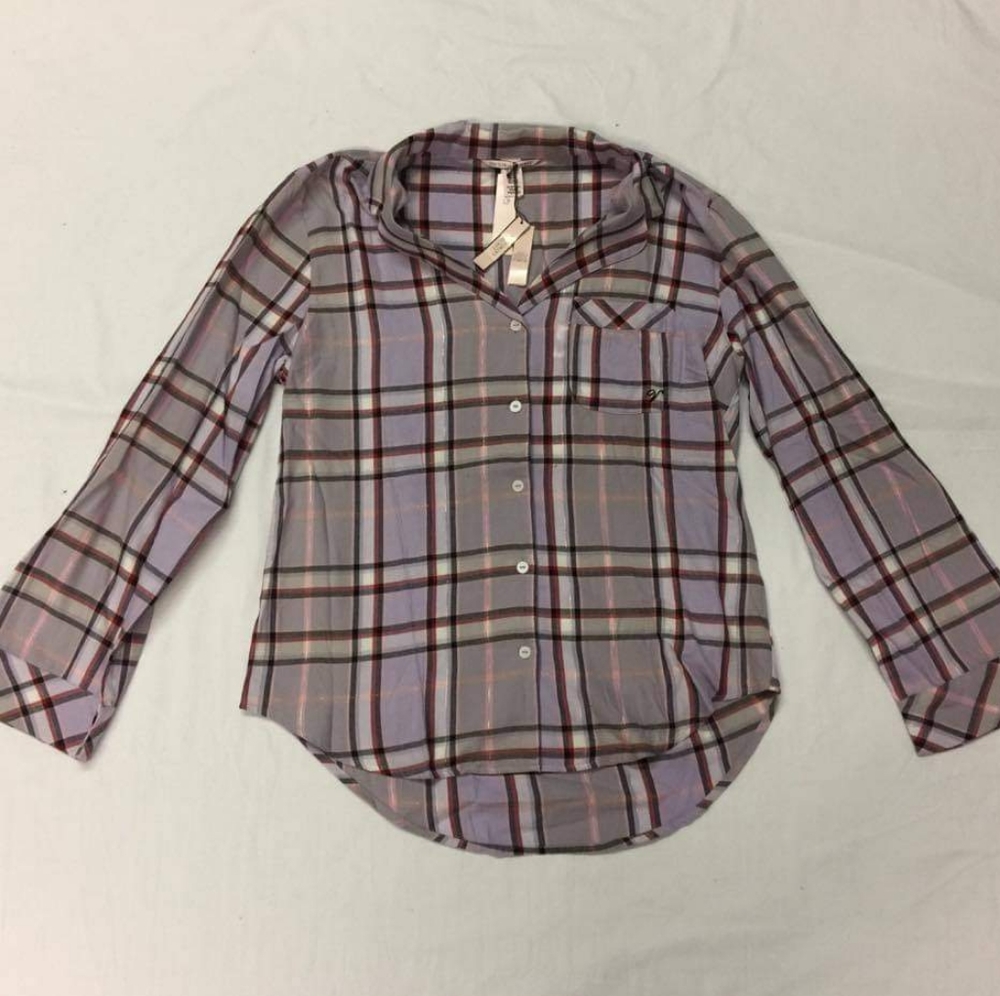 Victoria's Secret Purple Plaid Pajama Top